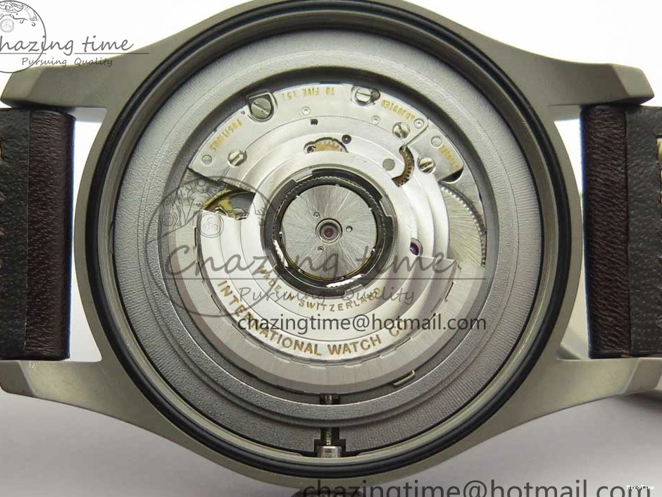 MIROTIME 0113 SmartChoice Mark XVIII IW327006 Titanium M+F 1:1 Best Edition Black Dial on Brown Leather Strap A 7145